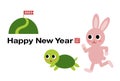 2023 New Year\'s card. Vector Illustration of the hare and the tortoise. Royalty Free Stock Photo